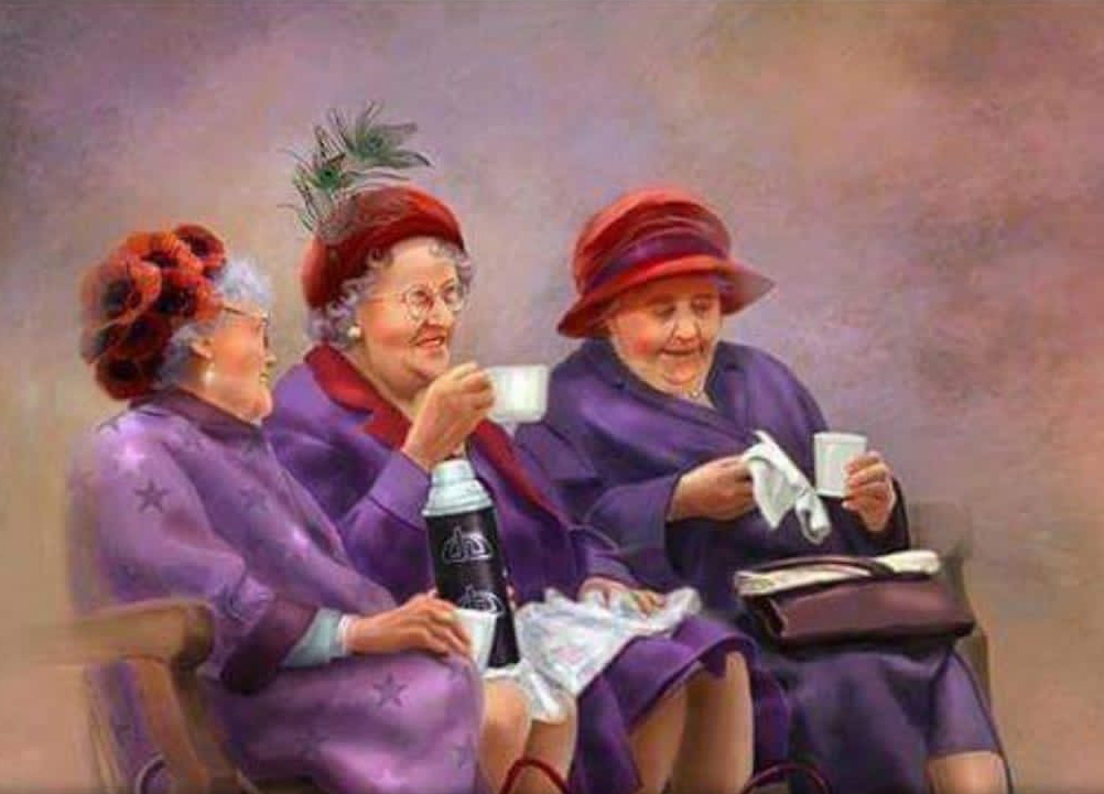 Three old ladies see joke