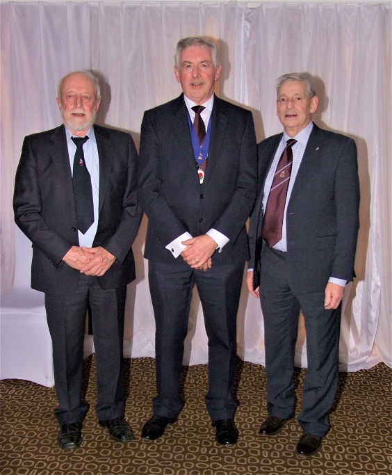 Roger Sutton with President Stephen Beardmore and Secretary Brian Dearn 07 03 22
